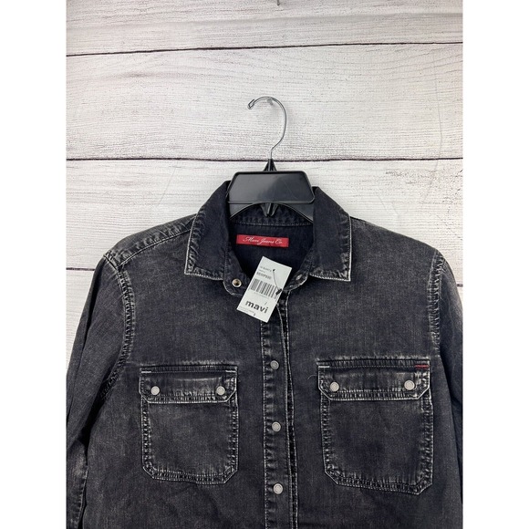Mavi Denim‎ Shirt Jacket Small Long Sleeve Button Up Pockets Black NEW - Picture 3 of 9
